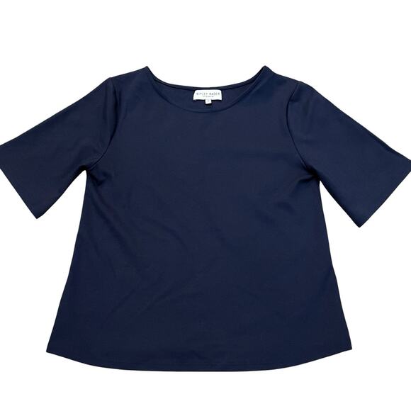 Ripley Rader Ponte Knit Top Short Sleeve Small/2 Navy Blue Minimalist Capsule - Picture 1 of 6
